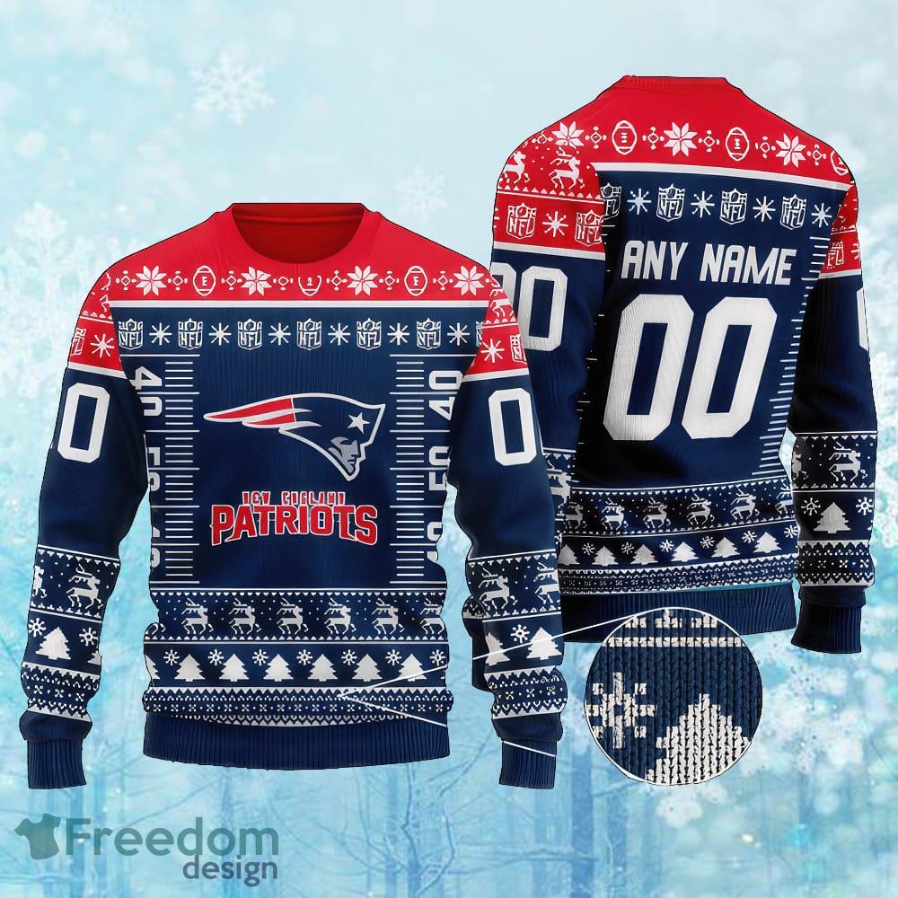Custom Number And Name NFL New England Patriots Christmas Ugly Christmas 3D Sweater Gift For Adult image Custom Number And Name NFL New England Patriots Christmas Ugly Christmas 3D Sweater Gift For Adult - Custom Number And Name NFL New England Patriots Christmas Ugly Christmas 3D Sweater Gift For Adult