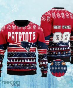 Custom Number And Name NFL New England Patriots Christmas Ugly Xmas Sweater AOP Gift Holidays