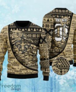 Custom Number And Name NFL New Orleans Saints Christmas Knitted Christmas Sweater AOP Gift For Men And Women