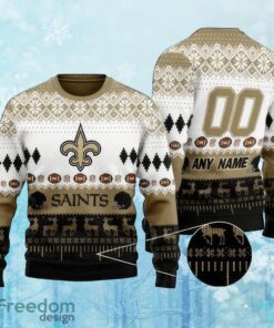 Custom Number And Name NFL New Orleans Saints Christmas Knitted Christmas Sweater Gift For Adult