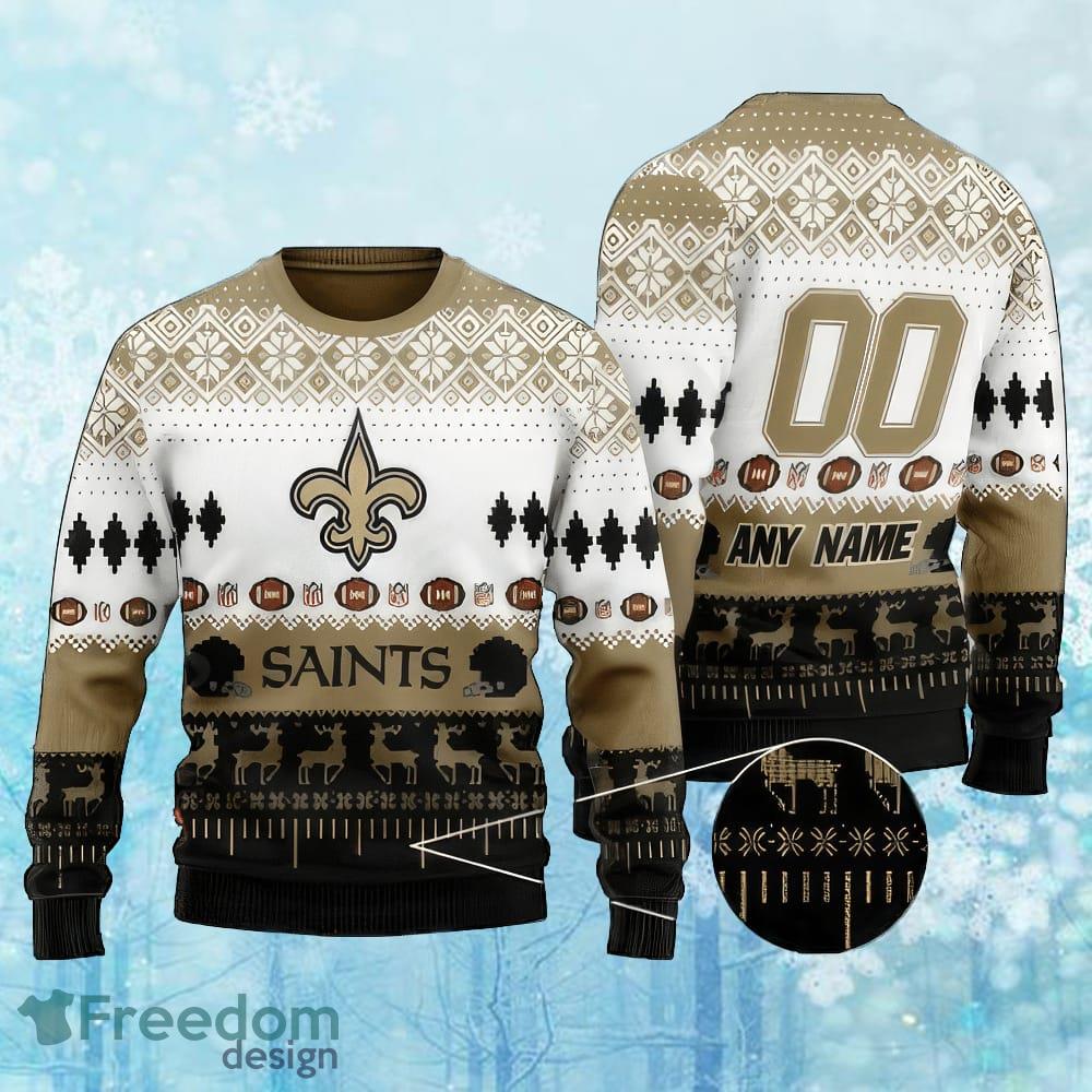 Custom Number And Name NFL New Orleans Saints Christmas Knitted Christmas Sweater Gift For Adult image Custom Number And Name NFL New Orleans Saints Christmas Knitted Christmas Sweater Gift For Adult - Custom Number And Name NFL New Orleans Saints Christmas Knitted Christmas Sweater Gift For Adult