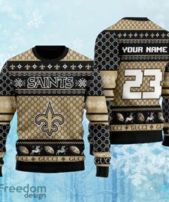 Custom Number And Name NFL New Orleans Saints Christmas Ugly 3D Sweater Gift For Christmas