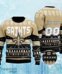 Custom Number And Name NFL New Orleans Saints Christmas Ugly Sweater AOP Gift For Christmas