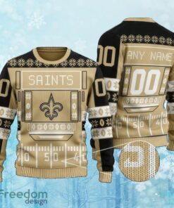 Custom Number And Name NFL New Orleans Saints  Knitted Christmas Sweater AOP Gift For Men And Women