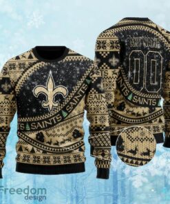 Custom Number And Name NFL New Orleans Saints Ugly Christmas 3D Sweater Gift For Adult