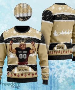 Custom Number And Name NFL New Orleans Saints Ugly Christmas Sweater Gift For Adult