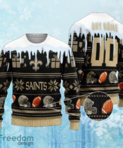 Custom Number And Name NFL New Orleans Saints Ugly Christmas Sweater Gift For Men And Women