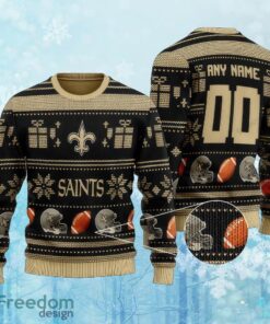 Custom Number And Name NFL New Orleans Saints Ugly Xmas 3D Sweater Gift For Men And Women