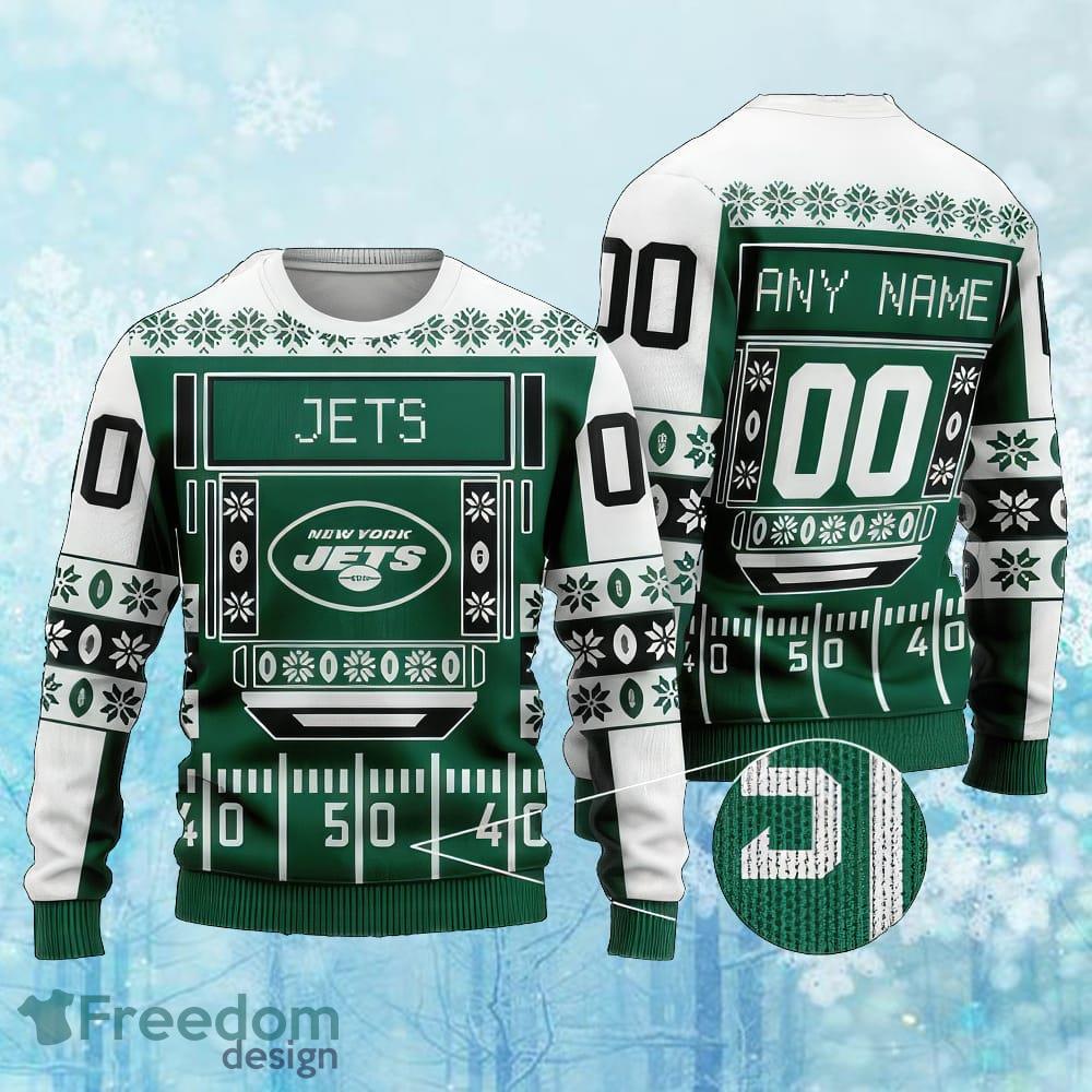 Custom Number And Name NFL New York Jets Christmas Knitted Xmas Sweater Gift Holidays image Custom Number And Name NFL New York Jets Christmas Knitted Xmas Sweater Gift Holidays - Custom Number And Name NFL New York Jets Christmas Knitted Xmas Sweater Gift Holidays