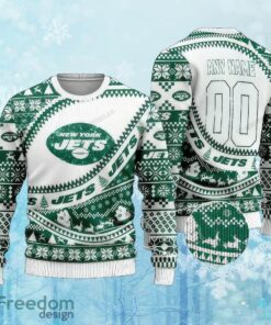 Custom Number And Name NFL New York Jets Christmas Ugly Christmas 3D Sweater Gift For Men And Women
