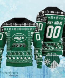 Custom Number And Name NFL New York Jets Christmas Ugly Christmas Sweater AOP Gift For Adult