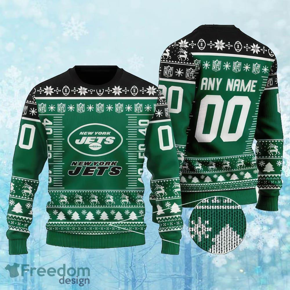 Custom Number And Name NFL New York Jets Christmas Ugly Christmas Sweater AOP Gift For Adult image Custom Number And Name NFL New York Jets Christmas Ugly Christmas Sweater AOP Gift For Adult - Custom Number And Name NFL New York Jets Christmas Ugly Christmas Sweater AOP Gift For Adult