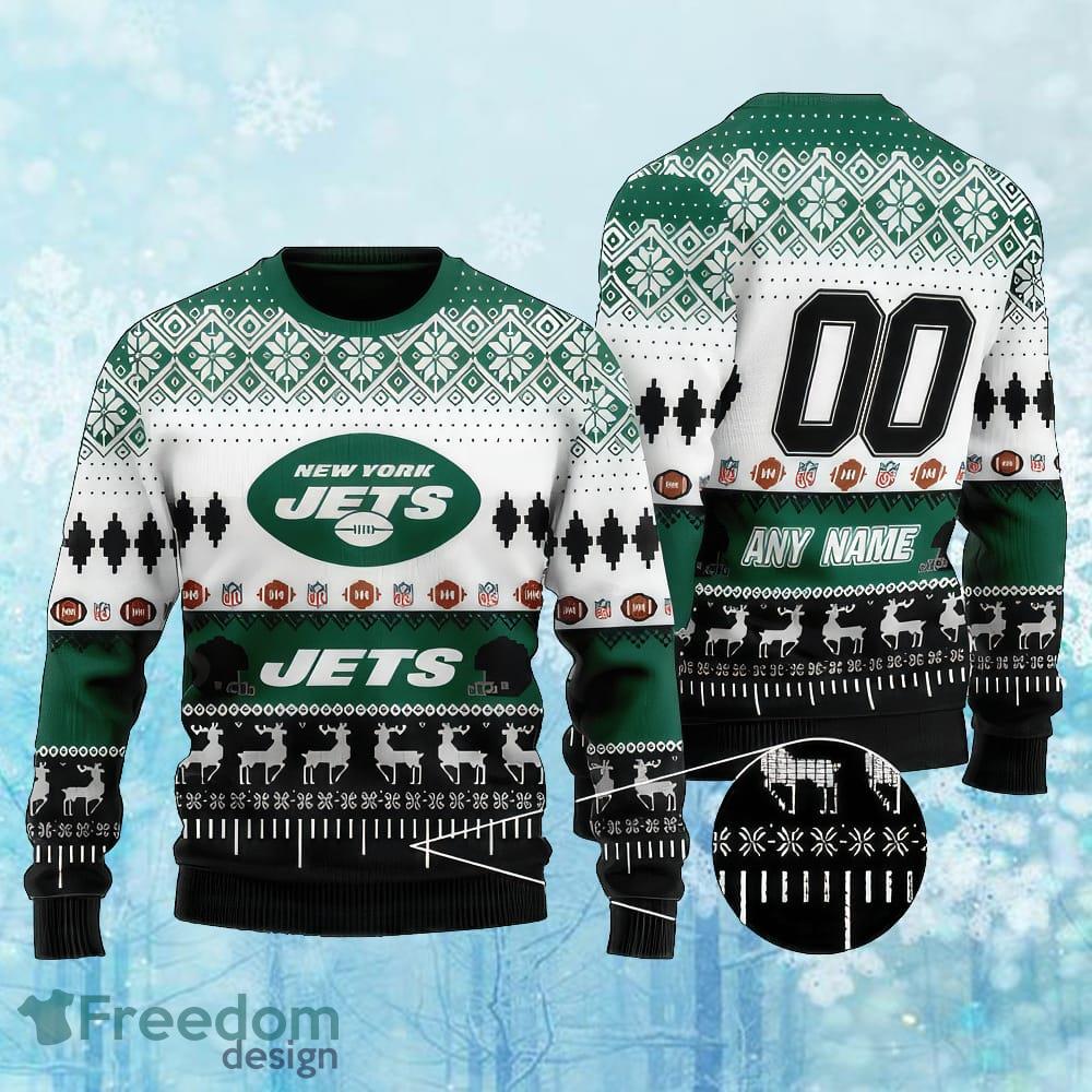 Custom Number And Name NFL New York Jets Christmas Ugly Christmas Sweater Gift For Men And Women image Custom Number And Name NFL New York Jets Christmas Ugly Christmas Sweater Gift For Men And Women - Custom Number And Name NFL New York Jets Christmas Ugly Christmas Sweater Gift For Men And Women