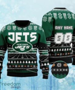 Custom Number And Name NFL New York Jets Christmas Ugly Xmas Sweater AOP Gift Holidays