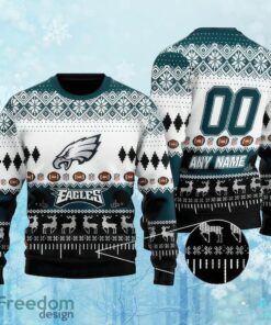 Custom Number And Name NFL Philadelphia Eagles Christmas Ugly Christmas Sweater Gift For Adult