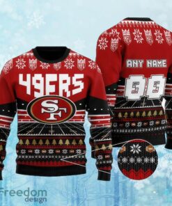 Custom Number And Name NFL San Francisco 49ers Christmas Knitted Christmas 3D Sweater Gift For Men And Women