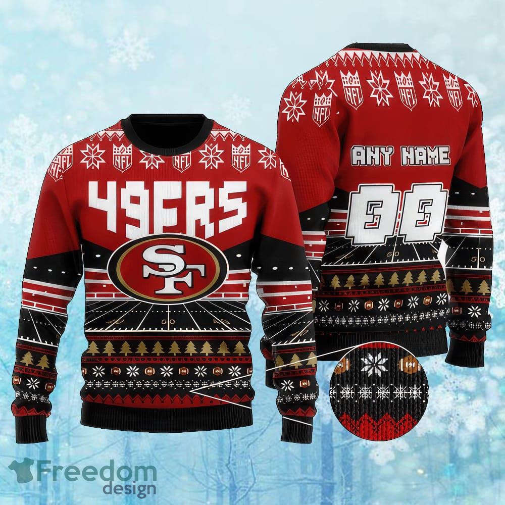 Custom Number And Name NFL San Francisco 49ers Christmas Knitted Christmas 3D Sweater Gift For Men And Women image Custom Number And Name NFL San Francisco 49ers Christmas Knitted Christmas 3D Sweater Gift For Men And Women - Custom Number And Name NFL San Francisco 49ers Christmas Knitted Christmas 3D Sweater Gift For Men And Women