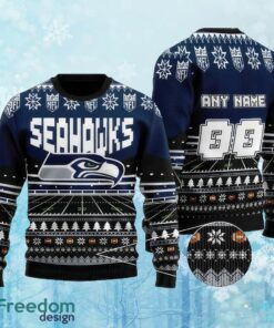 Custom Number And Name NFL Seattle Seahawks Christmas Knitted Sweater Gift For Christmas