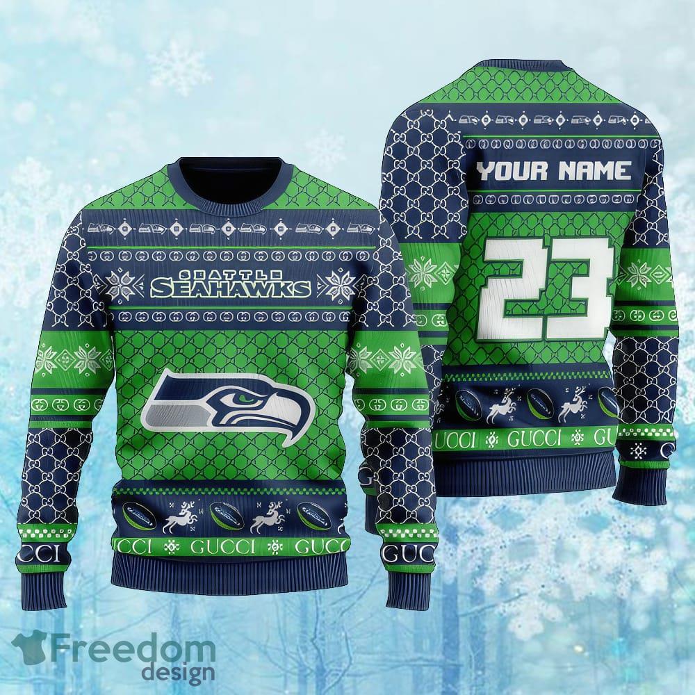 Custom Number And Name NFL Seattle Seahawks Christmas Ugly Christmas 3D Sweater Gift For Adult image Custom Number And Name NFL Seattle Seahawks Christmas Ugly Christmas 3D Sweater Gift For Adult - Custom Number And Name NFL Seattle Seahawks Christmas Ugly Christmas 3D Sweater Gift For Adult