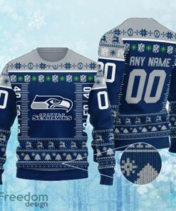 Custom Number And Name NFL Seattle Seahawks Christmas Ugly Christmas Sweater Gift For Men And Women