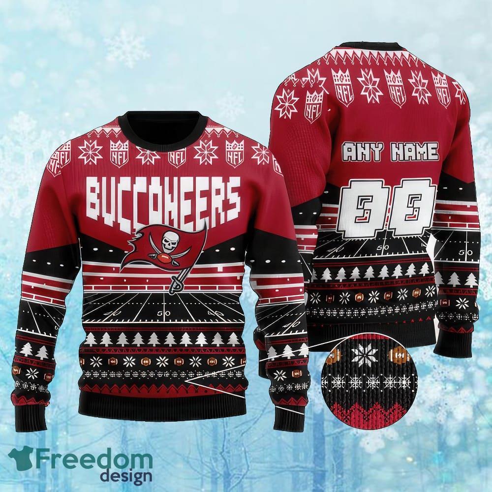 Custom Number And Name NFL Tampa Bay Buccaneers Christmas Ugly Xmas 3D Sweater Gift Holidays image Custom Number And Name NFL Tampa Bay Buccaneers Christmas Ugly Xmas 3D Sweater Gift Holidays - Custom Number And Name NFL Tampa Bay Buccaneers Christmas Ugly Xmas 3D Sweater Gift Holidays