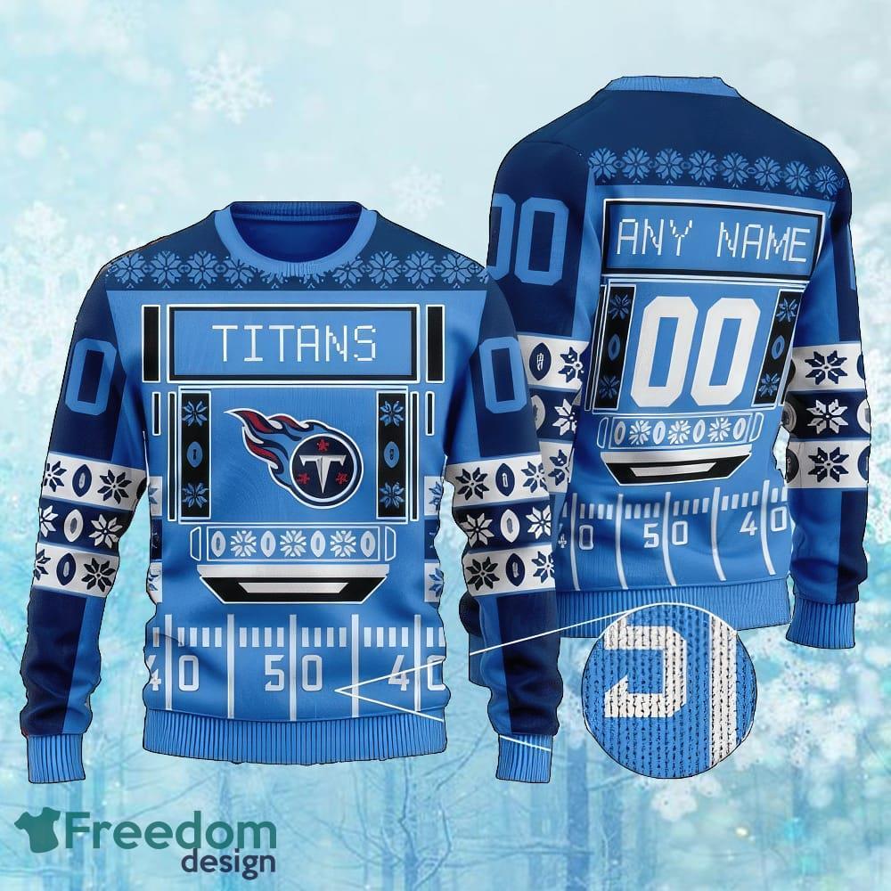 Custom Number And Name NFL Tennessee Titans Christmas Knitted Christmas Sweater Gift For Men And Women image Custom Number And Name NFL Tennessee Titans Christmas Knitted Christmas Sweater Gift For Men And Women - Custom Number And Name NFL Tennessee Titans Christmas Knitted Christmas Sweater Gift For Men And Women