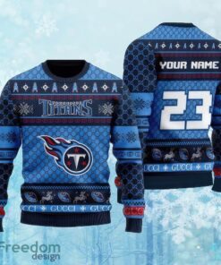 Custom Number And Name NFL Tennessee Titans Christmas Ugly Christmas Sweater AOP Gift For Men And Women