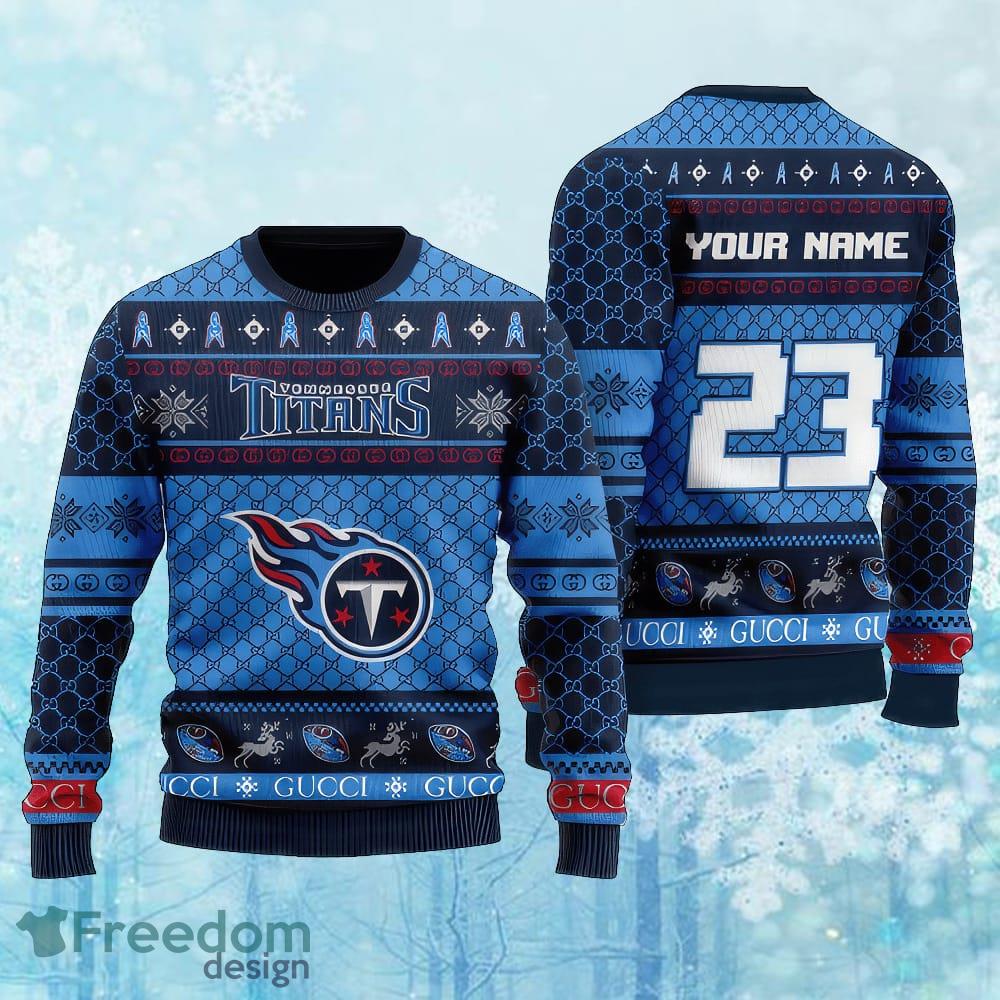 Custom Number And Name NFL Tennessee Titans Christmas Ugly Christmas Sweater AOP Gift For Men And Women image Custom Number And Name NFL Tennessee Titans Christmas Ugly Christmas Sweater AOP Gift For Men And Women - Custom Number And Name NFL Tennessee Titans Christmas Ugly Christmas Sweater AOP Gift For Men And Women