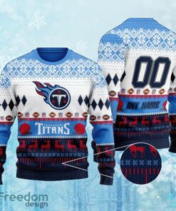 Custom Number And Name NFL Tennessee Titans Christmas Ugly Xmas Sweater Gift Holidays