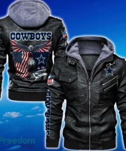 Dallas Cowboys NFL Eagle 2D Leather Jacket Black And Brown Color