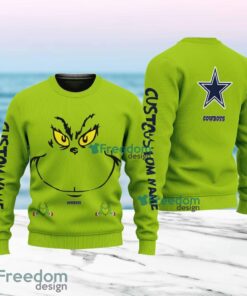 Dallas Cowboys NFL Ginch Face Funny Custom Name Ugly Sweater Merry Chistmas Gift For Fans