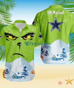 Dallas Cowboys NFL  Grinch Merry Merry Christmas House House Tropical Hawaiian Shirt Custom Name