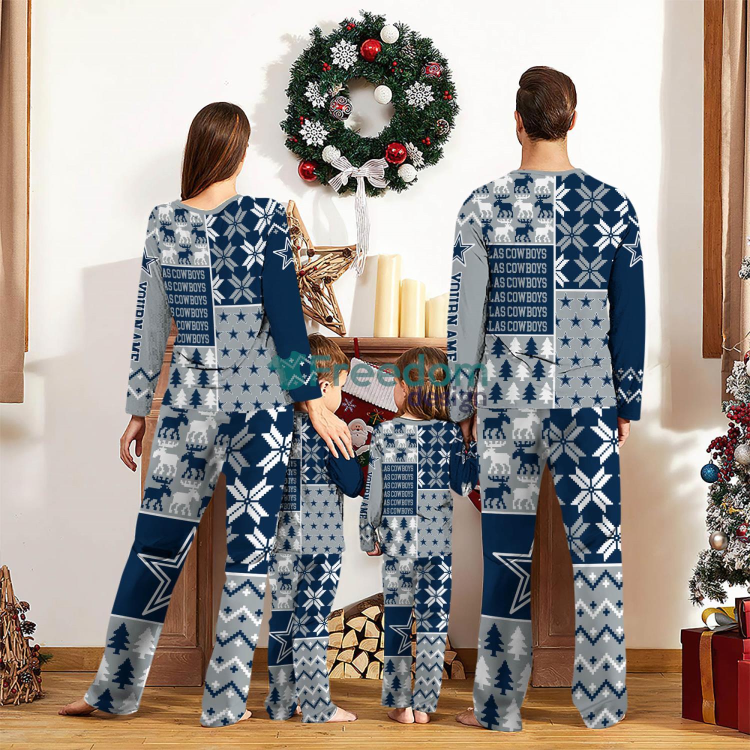 Dallas Cowboys Pajamas Set Christmas snowflake pattern Cute Pajamas For Family Christmas Gift Ideas Custom Name image Dallas Cowboys Pajamas Set Christmas snowflake pattern Cute Pajamas For Family Christmas Gift Ideas Custom Name Product Photo 2