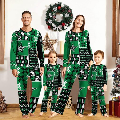 Dallas Stars Pajamas Set Christmas snowflake pattern Cute Pajamas For Family Christmas Gift Ideas Custom Name Product Photo 1