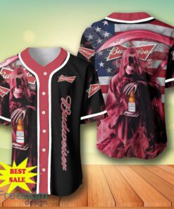 Death Hodling Budweiser Beer Usa Flag Flame Baseball Jersey – Men’s & Women’s Sizes
