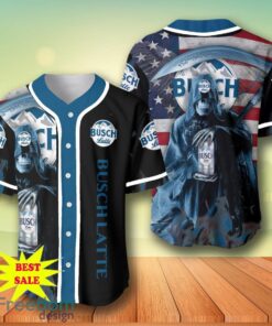 Death Hodling Busch Latte Usa Flag Flame Baseball Jersey – Men’s & Women’s Sizes