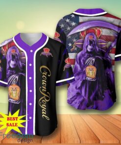 Death Hodling Crown Royal Canadian Whisky Usa Flag Flame Baseball Jersey – Men’s & Women’s Sizes