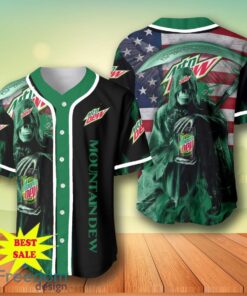 Death Hodling Mountain Dew Usa Flag Flame Baseball Jersey &ndash; Men&rsquo;s &amp; Women&rsquo;s Sizes