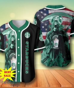 Death Hodling Starbucks Coffee Usa Flag Flame Baseball Jersey – Men’s & Women’s Sizes