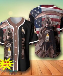 Death Hodling Wild Turkey Usa Flag Flame Baseball Jersey – Men’s & Women’s Sizes