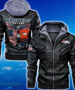 Denver Broncos NFL Eagle 2D Leather Jacket Black And Brown Color