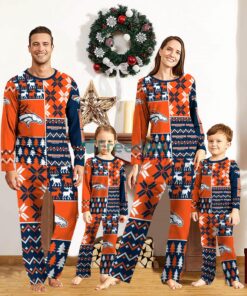 Denver Broncos Pajamas Set Christmas snowflake pattern Cute Pajamas For Family Christmas Gift Ideas Custom Name