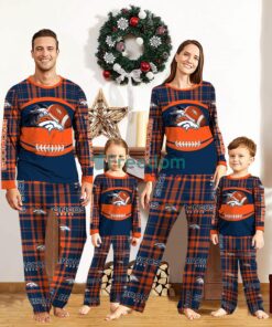 Denver Broncos Pajamas Set Gift For Family Custom Name Football Team Christmas Holiday Gift