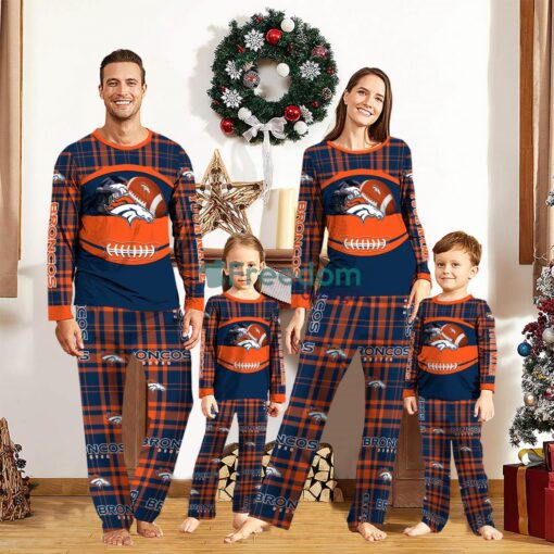 Denver Broncos Pajamas Set Gift For Family Custom Name Football Team Christmas Holiday Gift Product Photo 1