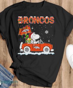 Denver Broncos Snoopy And Woodstock Driving Car Cute Snoopy Limited Edition Shirt - Black T-Shirt