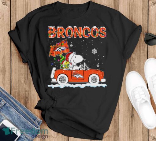 Denver Broncos Snoopy And Woodstock Driving Car Cute Snoopy Limited Edition Shirt - Black T-Shirt