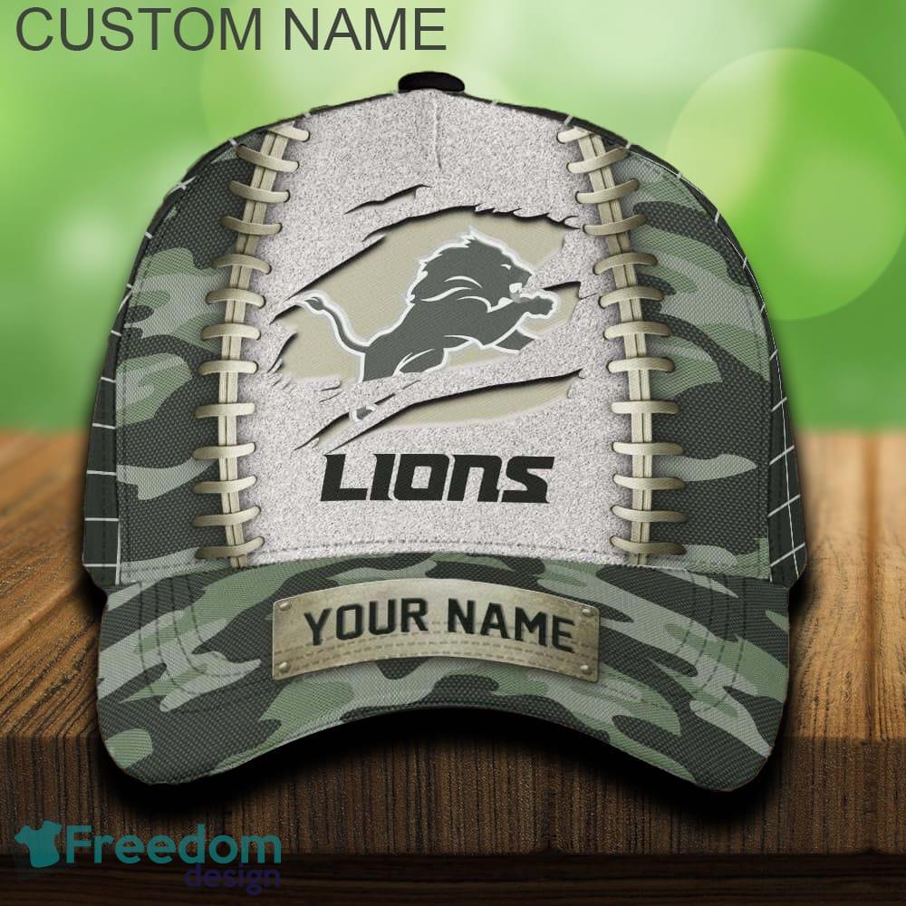 Detroit Lions 3D Hat And Cap Beach Design Camo Green For Fans Gift Custom Name image Detroit Lions 3D Hat And Cap Beach Design Camo Green For Fans Gift Custom Name - Detroit Lions 3D Hat And Cap Camo_1