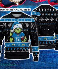 Detroit Lions 3D Ugly Christmas Sweater Grinch Funny Custom Number And Name