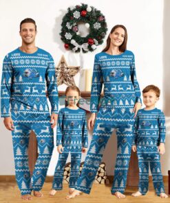 Detroit Lions Custom Name Christmas Reindeer Pajamas Set Christmas Gifts For Family Pajamas Gift