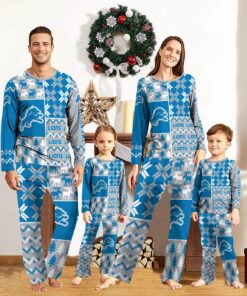 Detroit Lions Pajamas Set Christmas snowflake pattern Cute Pajamas For Family Christmas Gift Ideas Custom Name